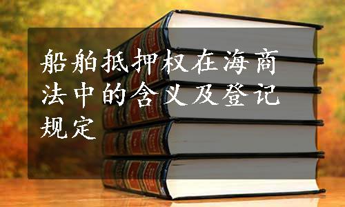 船舶抵押权在海商法中的含义及登记规定