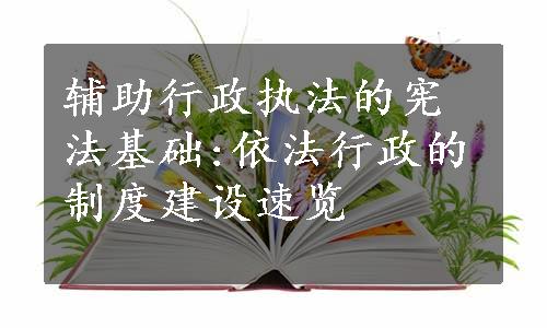 辅助行政执法的宪法基础:依法行政的制度建设速览