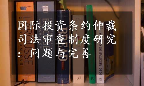 国际投资条约仲裁司法审查制度研究：问题与完善