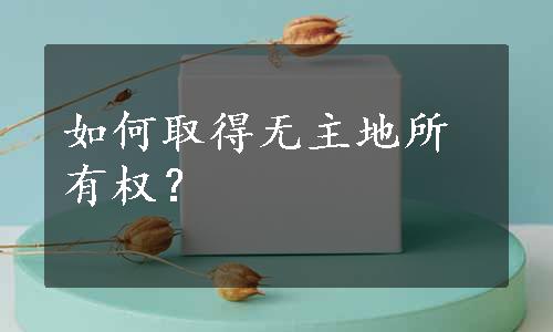 如何取得无主地所有权？