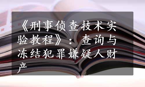 《刑事侦查技术实验教程》：查询与冻结犯罪嫌疑人财产