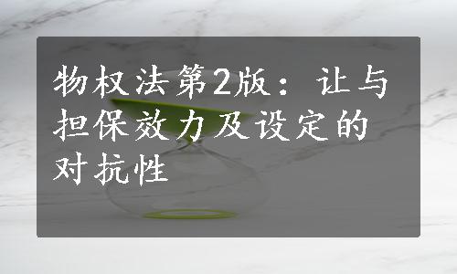 物权法第2版：让与担保效力及设定的对抗性