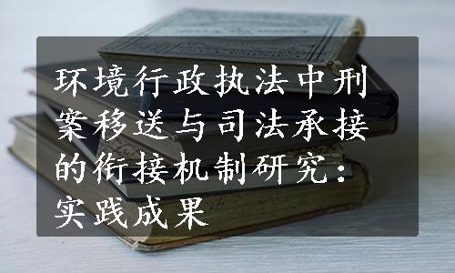 环境行政执法中刑案移送与司法承接的衔接机制研究：实践成果