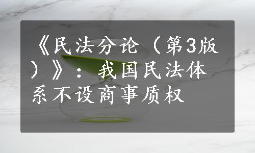 《民法分论（第3版）》：我国民法体系不设商事质权