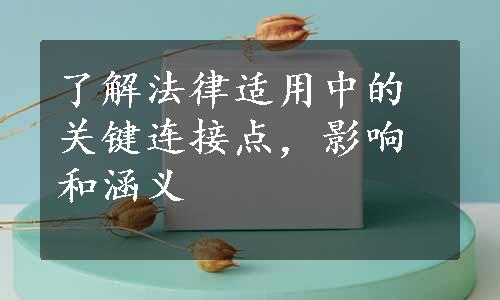 了解法律适用中的关键连接点，影响和涵义