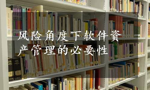 风险角度下软件资产管理的必要性