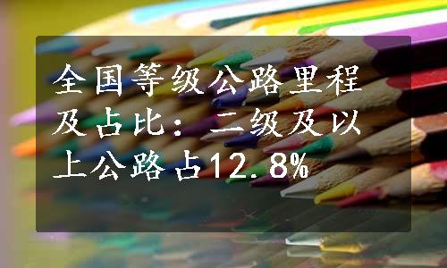 全国等级公路里程及占比：二级及以上公路占12.8%