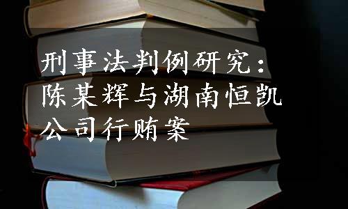 刑事法判例研究：陈某辉与湖南恒凯公司行贿案