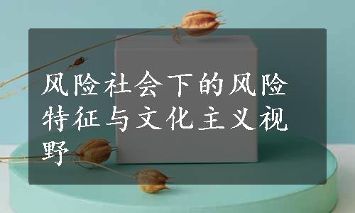 风险社会下的风险特征与文化主义视野