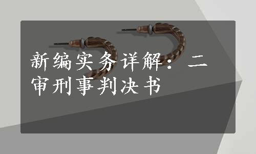 新编实务详解：二审刑事判决书