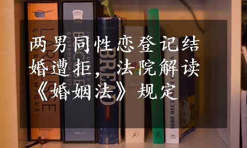 两男同性恋登记结婚遭拒，法院解读《婚姻法》规定