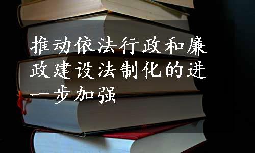 推动依法行政和廉政建设法制化的进一步加强