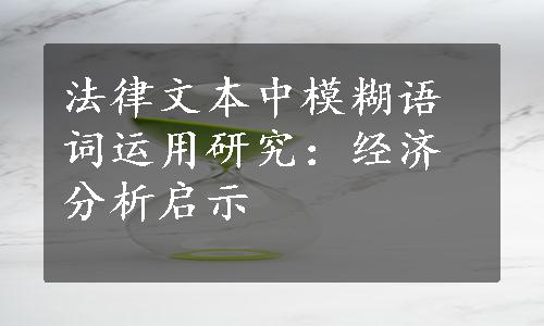 法律文本中模糊语词运用研究：经济分析启示