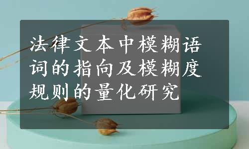 法律文本中模糊语词的指向及模糊度规则的量化研究