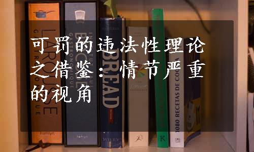 可罚的违法性理论之借鉴：情节严重的视角