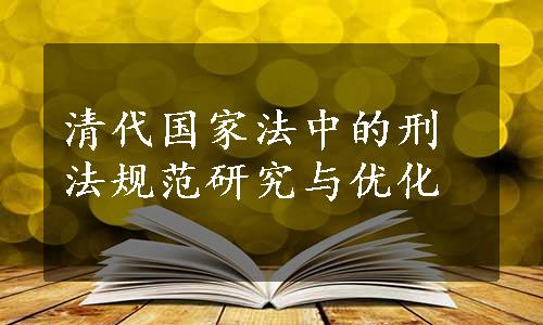 清代国家法中的刑法规范研究与优化