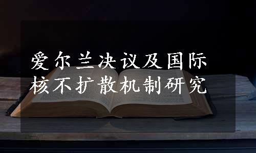 爱尔兰决议及国际核不扩散机制研究