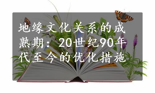 地缘文化关系的成熟期：20世纪90年代至今的优化措施