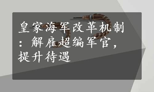 皇家海军改革机制：解雇超编军官，提升待遇