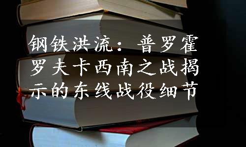 钢铁洪流：普罗霍罗夫卡西南之战揭示的东线战役细节