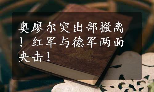 奥廖尔突出部撤离！红军与德军两面夹击！