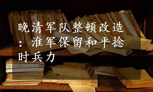 晚清军队整顿改造：淮军保留和平捻时兵力