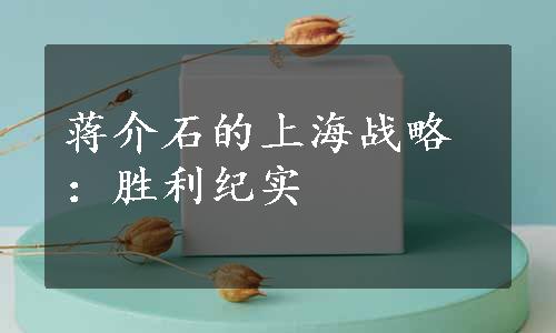 蒋介石的上海战略：胜利纪实