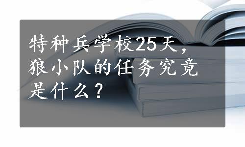 特种兵学校25天，狼小队的任务究竟是什么？