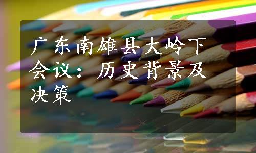 广东南雄县大岭下会议：历史背景及决策