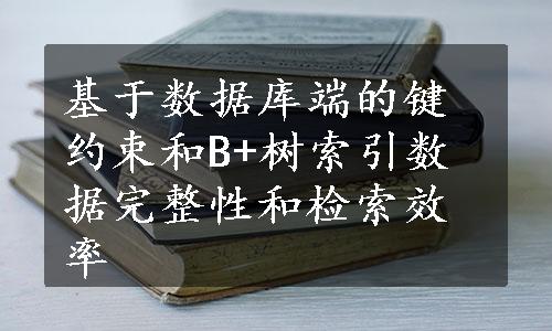 基于数据库端的键约束和B+树索引数据完整性和检索效率