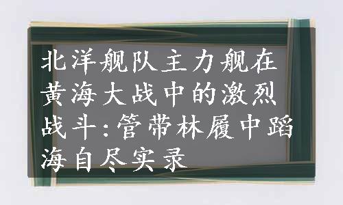 北洋舰队主力舰在黄海大战中的激烈战斗:管带林履中蹈海自尽实录