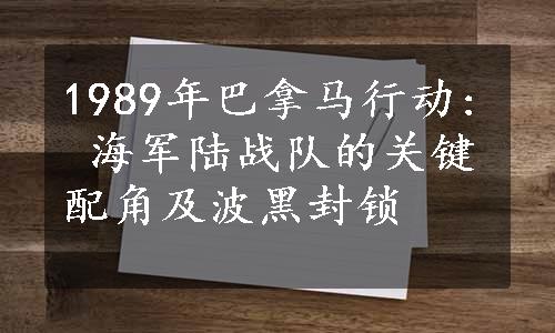 1989年巴拿马行动: 海军陆战队的关键配角及波黑封锁