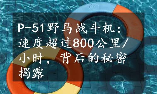 P-51野马战斗机：速度超过800公里/小时，背后的秘密揭露