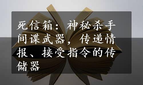 死信箱：神秘杀手间谍武器，传递情报、接受指令的传储器