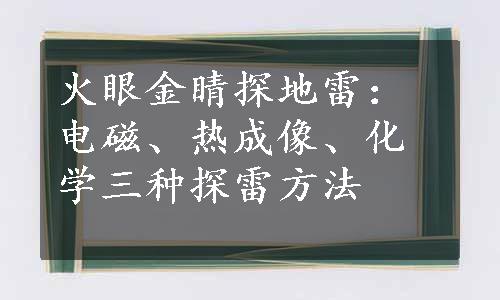 火眼金睛探地雷：电磁、热成像、化学三种探雷方法