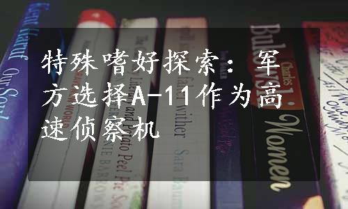 特殊嗜好探索：军方选择A-11作为高速侦察机