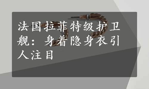 法国拉菲特级护卫舰：身着隐身衣引人注目