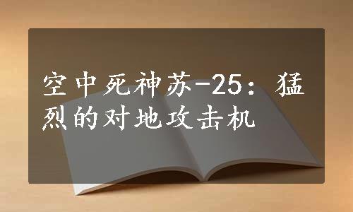 空中死神苏-25：猛烈的对地攻击机