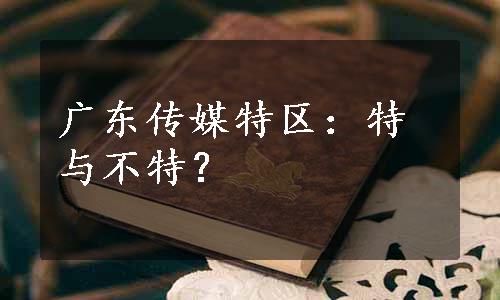 广东传媒特区：特与不特？