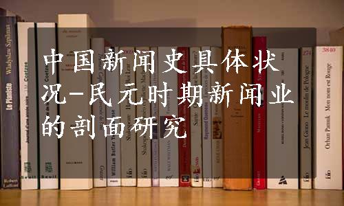 中国新闻史具体状况-民元时期新闻业的剖面研究