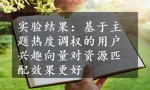 实验结果：基于主题热度调权的用户兴趣向量对资源匹配效果更好