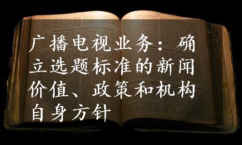 广播电视业务：确立选题标准的新闻价值、政策和机构自身方针