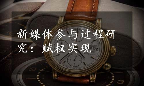 新媒体参与过程研究：赋权实现