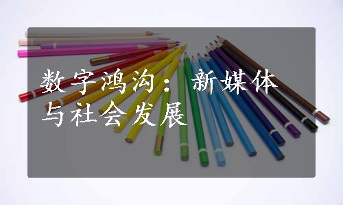 数字鸿沟：新媒体与社会发展