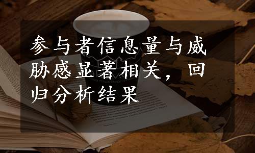 参与者信息量与威胁感显著相关，回归分析结果