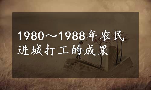 1980～1988年农民进城打工的成果