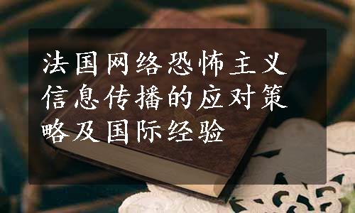 法国网络恐怖主义信息传播的应对策略及国际经验