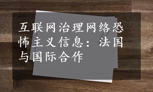 互联网治理网络恐怖主义信息：法国与国际合作