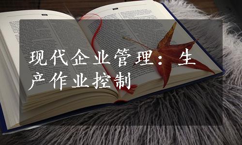 现代企业管理：生产作业控制