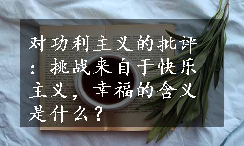 对功利主义的批评：挑战来自于快乐主义，幸福的含义是什么？